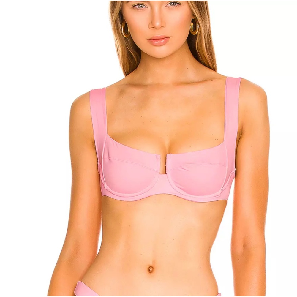 L*Space Camellia ribbed swim top in lavender